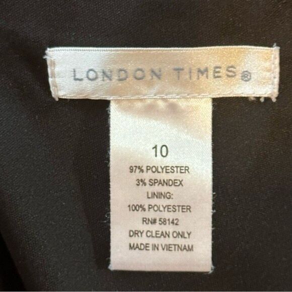 London Times Black Sleeveless Dress Round Neckline Sz 10 - Picture 2 of 10